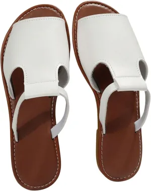 GORGLITTER Women's Cut Out Wide Band Flat Sandals Open Toe Casual Shoes Slide Slippers