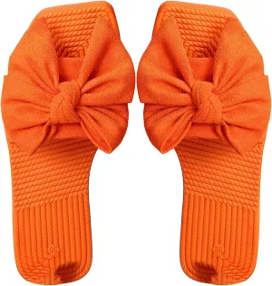 GORGLITTER Women's Cute Bow Flat Sandals Summer Dressy 2025 Beach Open Toe Slide Sandals