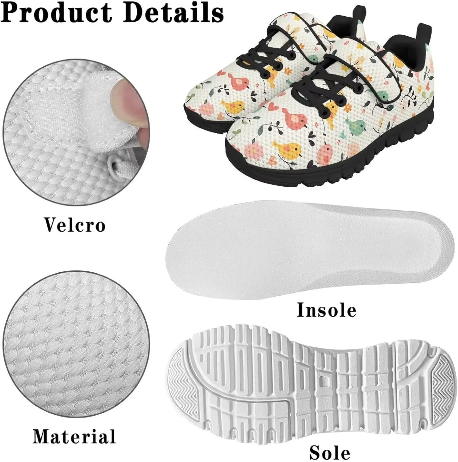 GOSTONG Unisex Kids Sneakers Breathable Mesh Walking Sneakers Soft Non Slip Indoor Outdoor Running Shoes Black Sole US 11-15