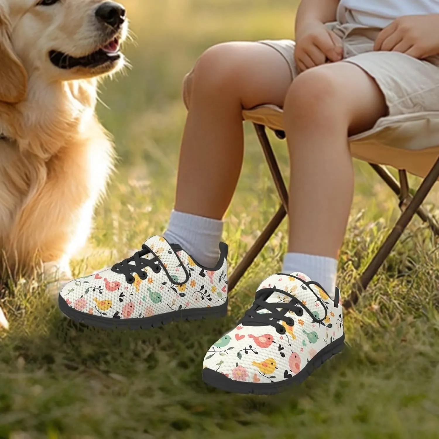GOSTONG Unisex Kids Sneakers Breathable Mesh Walking Sneakers Soft Non Slip Indoor Outdoor Running Shoes Black Sole US 11-15