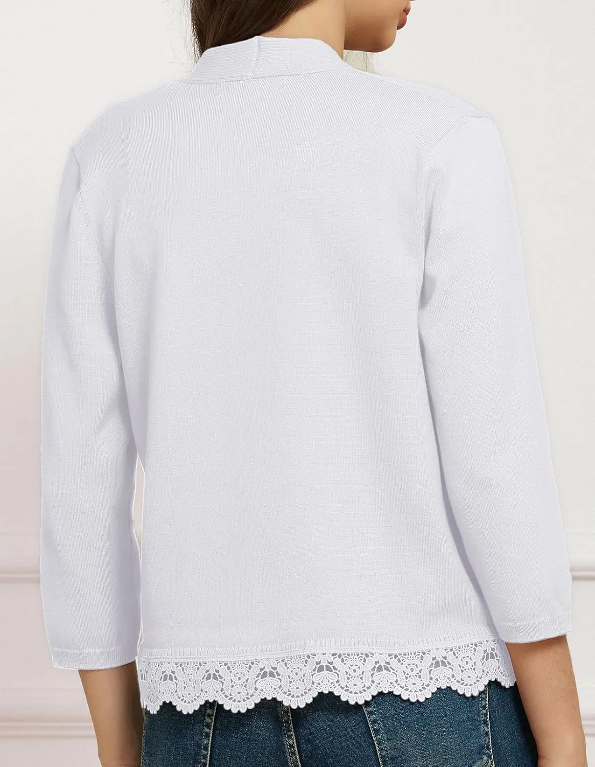 GRACE KARIN Women 3/4 Sleeve Cropped Cardigan Open Front V Neck Lace Lightweight Bolero Short Shrugs 2025 Summer
