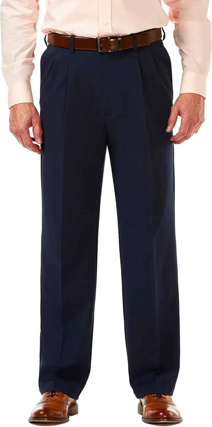 Haggar Men's Cool 18 Pro Classic Fit Pleat Front Dress Casual Stretch Golf Pant (Regular and Big & Tall Sizes)