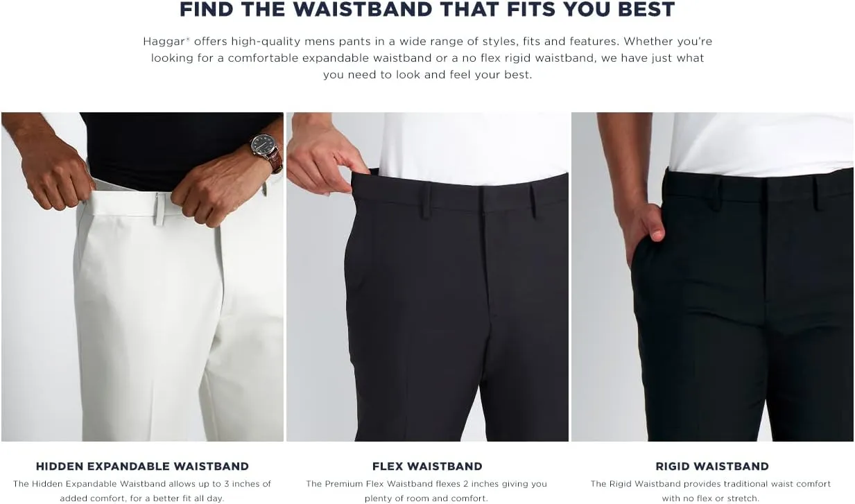 Haggar Men's Cool 18 Pro Classic Fit Pleat Front Dress Casual Stretch Golf Pant (Regular and Big & Tall Sizes)