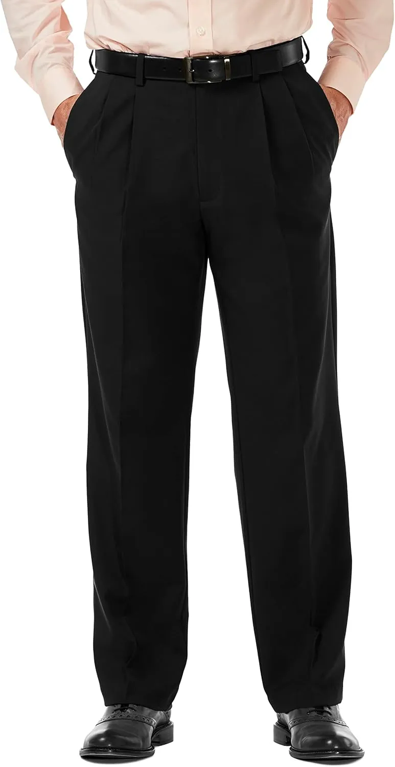 Haggar Men's Cool 18 Pro Classic Fit Pleat Front Dress Casual Stretch Golf Pant (Regular and Big & Tall Sizes)