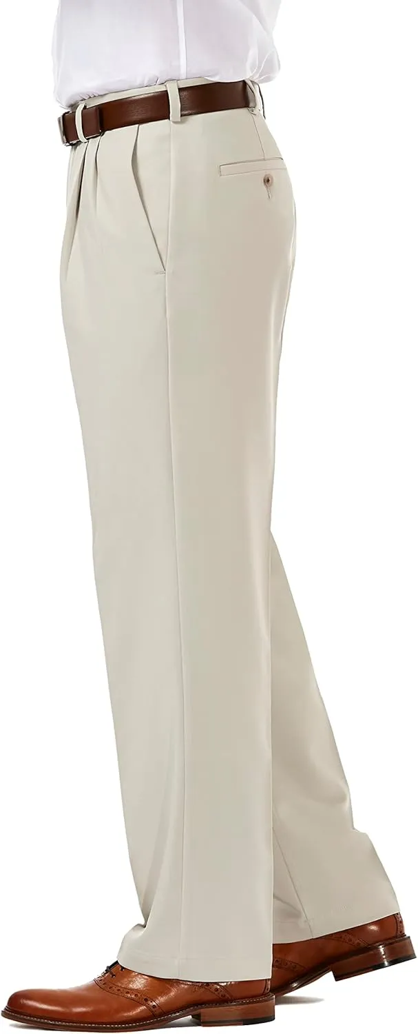 Haggar Men's Cool 18 Pro Classic Fit Pleat Front Dress Casual Stretch Golf Pant (Regular and Big & Tall Sizes)