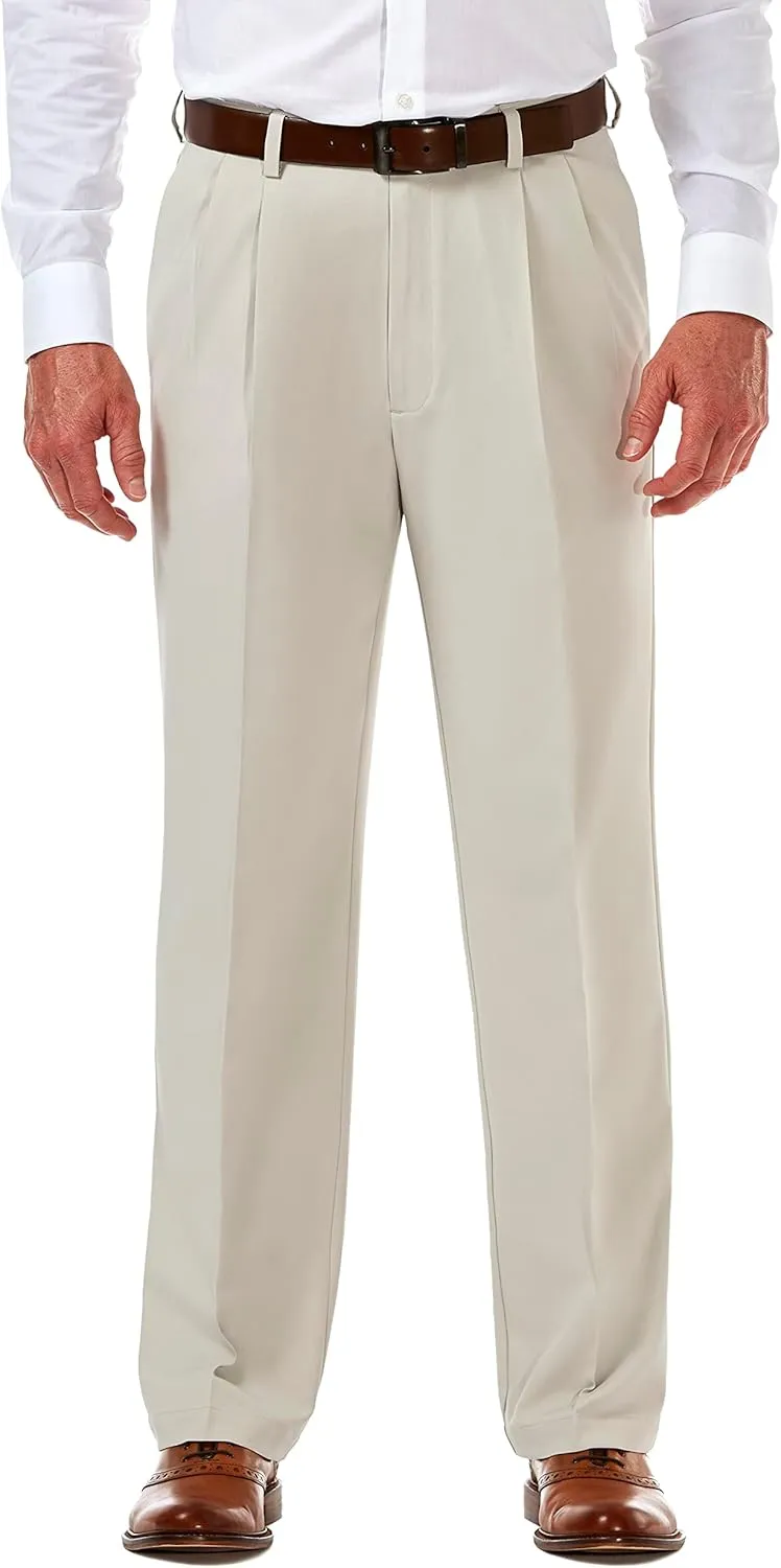 Haggar Men's Cool 18 Pro Classic Fit Pleat Front Dress Casual Stretch Golf Pant (Regular and Big & Tall Sizes)