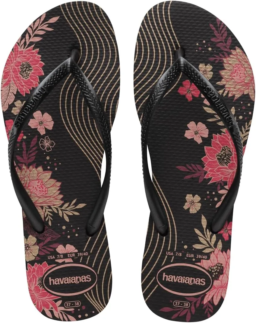 Havaianas for Women - Slim Organic Flip Flops - Black/Black/Black - 7/8