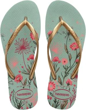 Havaianas Unisex Slim Organics Sandal - Gold Strap Flip Flops - Clay, 11/12W - 9/10M