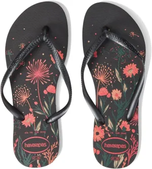 Havaianas Women's Slim Organic Flip Flops - Spring and Summer Pool Sandals for Women - Black/Pink, 6