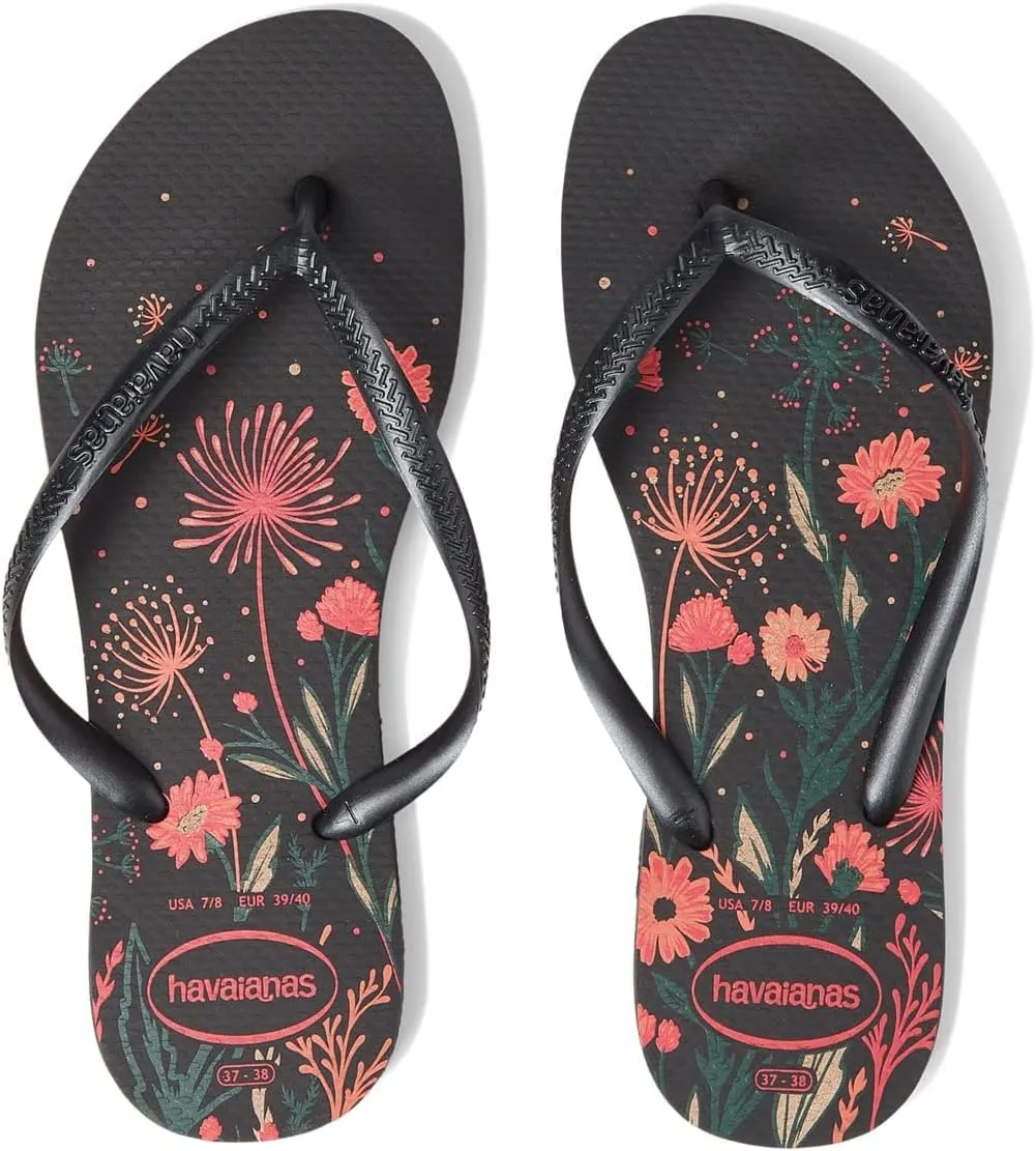 Havaianas Women's Slim Organic Flip Flops - Spring and Summer Pool Sandals for Women - Black/Pink, 6