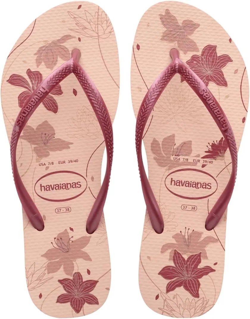 havaianas Women's Slim Organic Flip Flops - Spring and Summer Pool Sandals for Women - PINK/ROSE, 9/10W