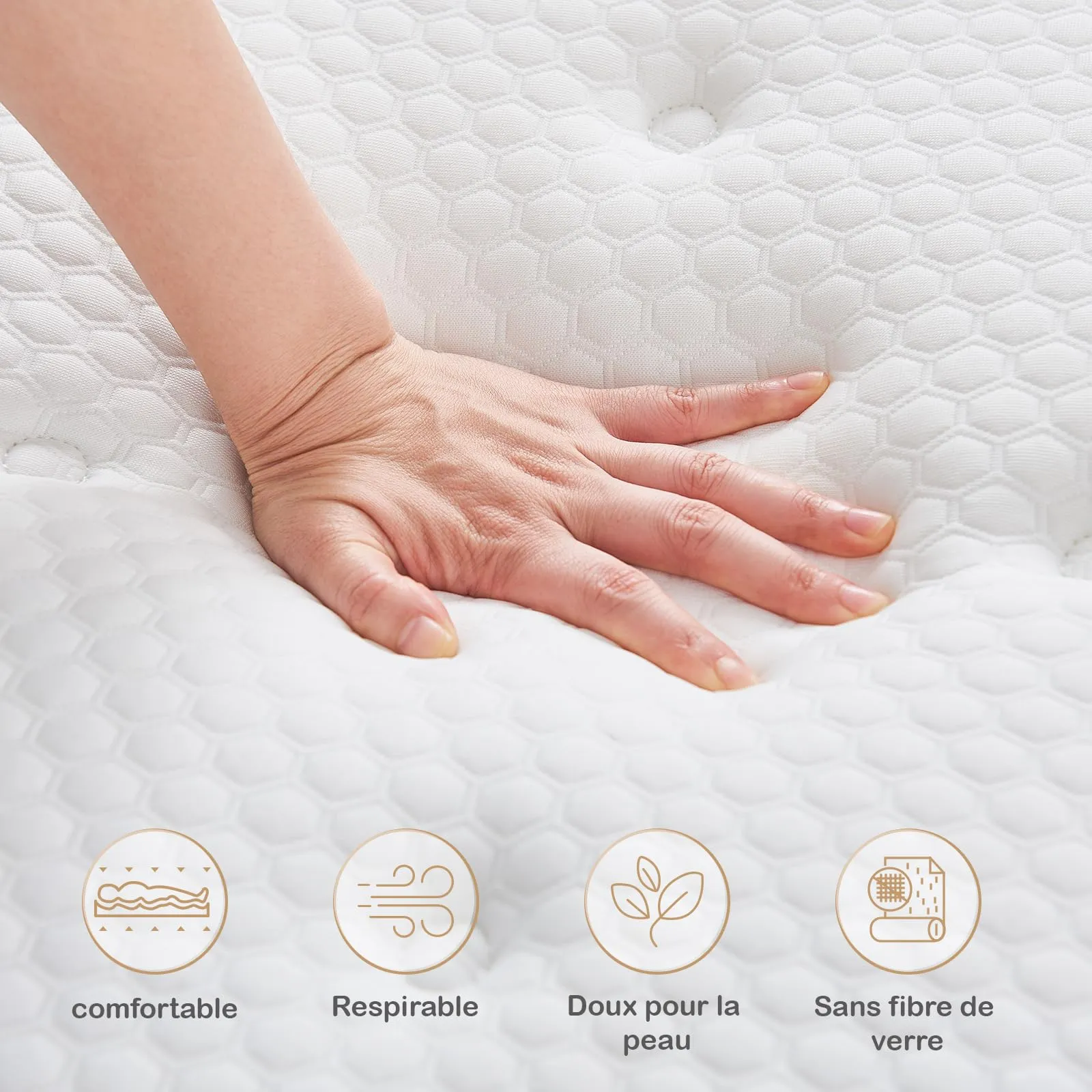 Hiepunos King Size Mattress,10.2 INCH Hybrid Memory Foam and Individually Pocket Spring,5FT King Mattress Medium Firm,Ergonomic Pressure Reducing,Improve Sleeping (150x200x26cm)
