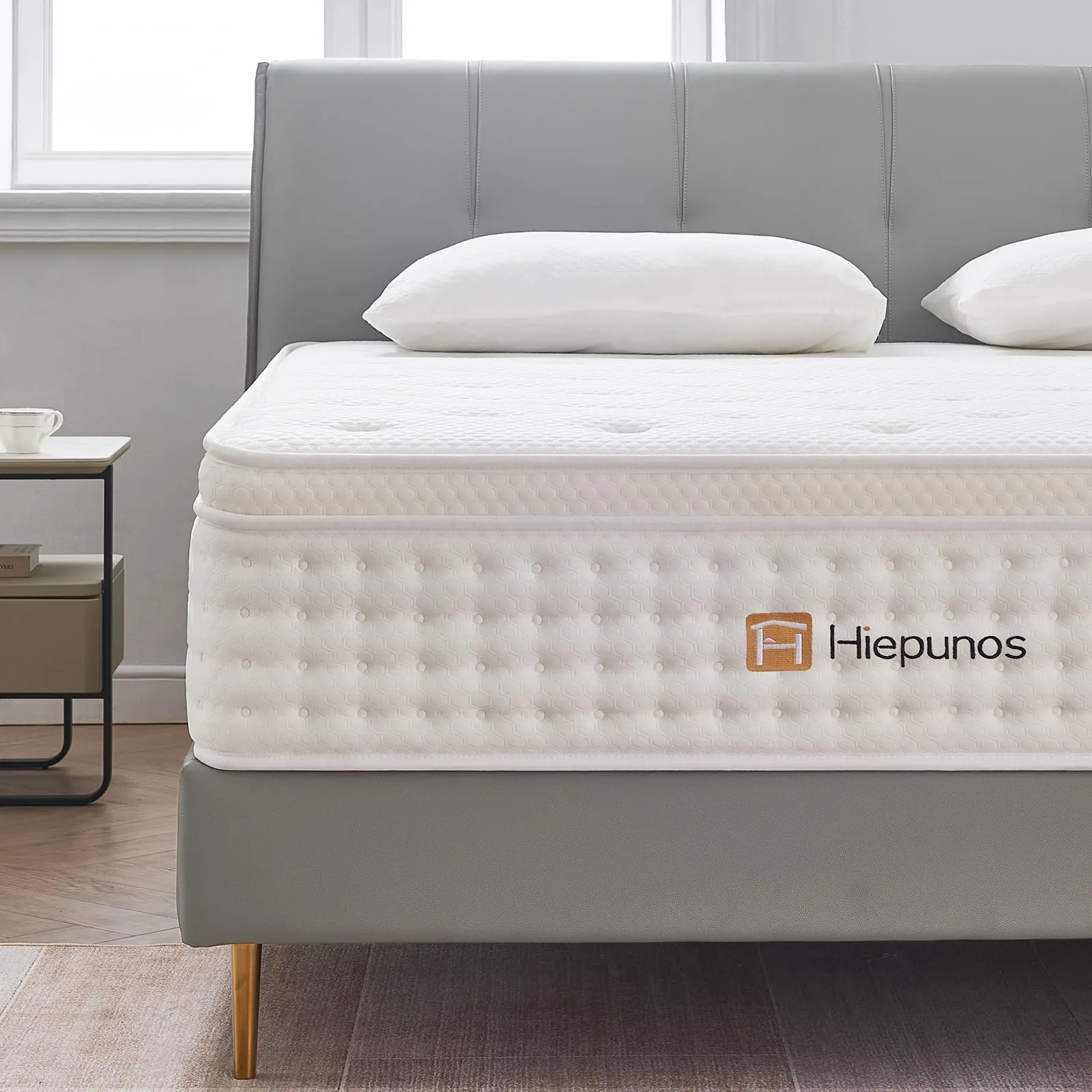 Hiepunos King Size Mattress,10.2 INCH Hybrid Memory Foam and Individually Pocket Spring,5FT King Mattress Medium Firm,Ergonomic Pressure Reducing,Improve Sleeping (150x200x26cm)
