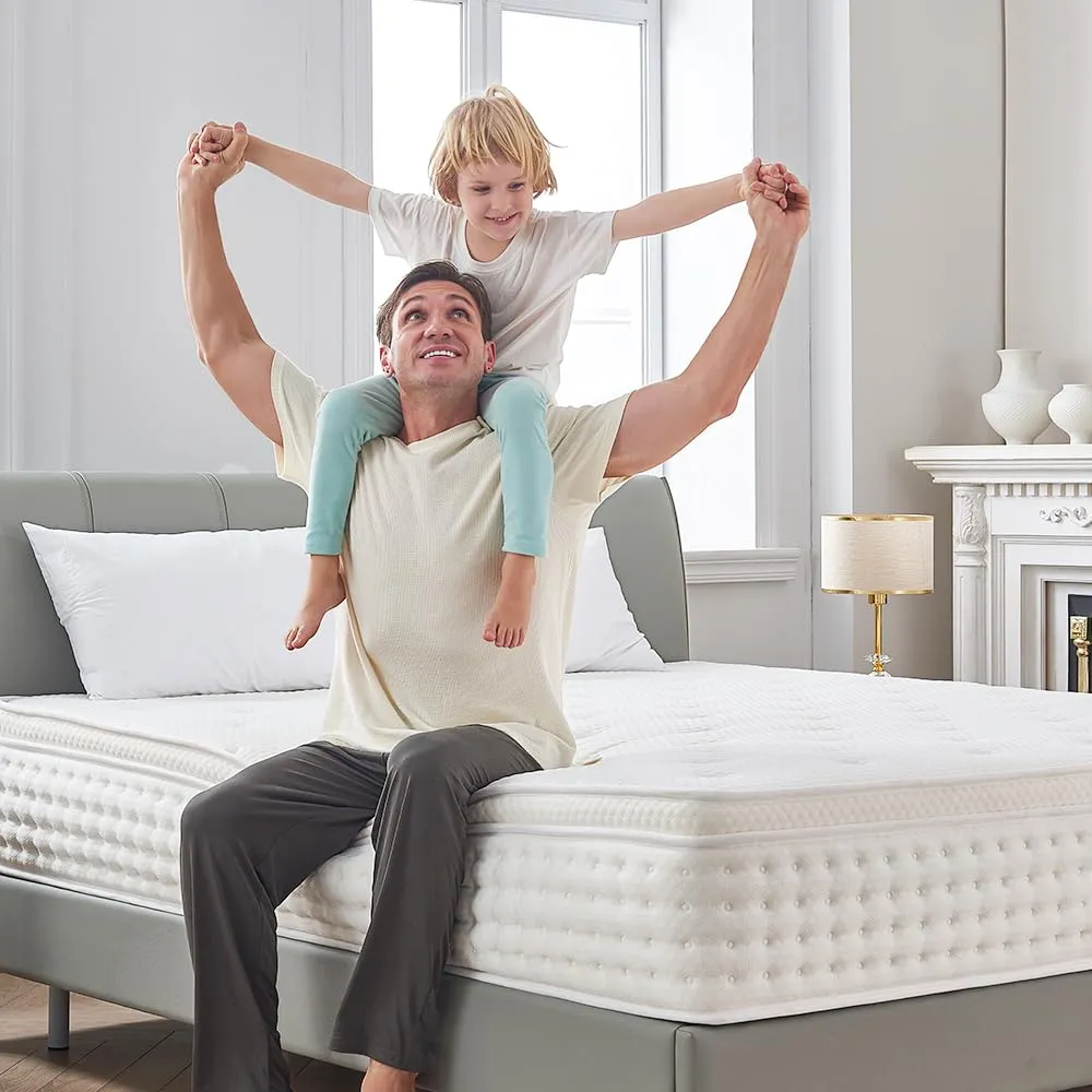 Hiepunos King Size Mattress,10.2 INCH Hybrid Memory Foam and Individually Pocket Spring,5FT King Mattress Medium Firm,Ergonomic Pressure Reducing,Improve Sleeping (150x200x26cm)