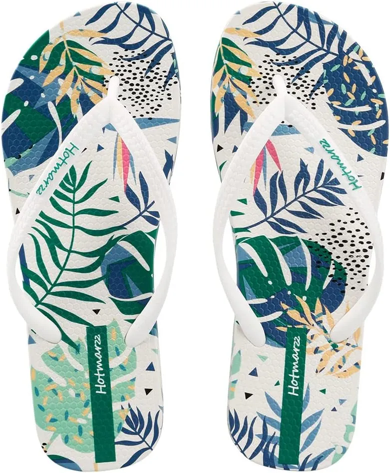 Hotmarzz Women's Flip Flops Bohemia Floral Print Sandals Beach Slippers