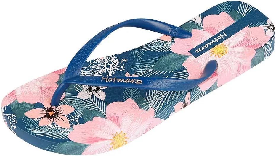 Hotmarzz Women's Flip Flops Bohemia Floral Print Sandals Beach Slippers