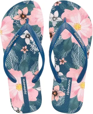 Hotmarzz Women's Flip Flops Bohemia Floral Print Sandals Beach Slippers