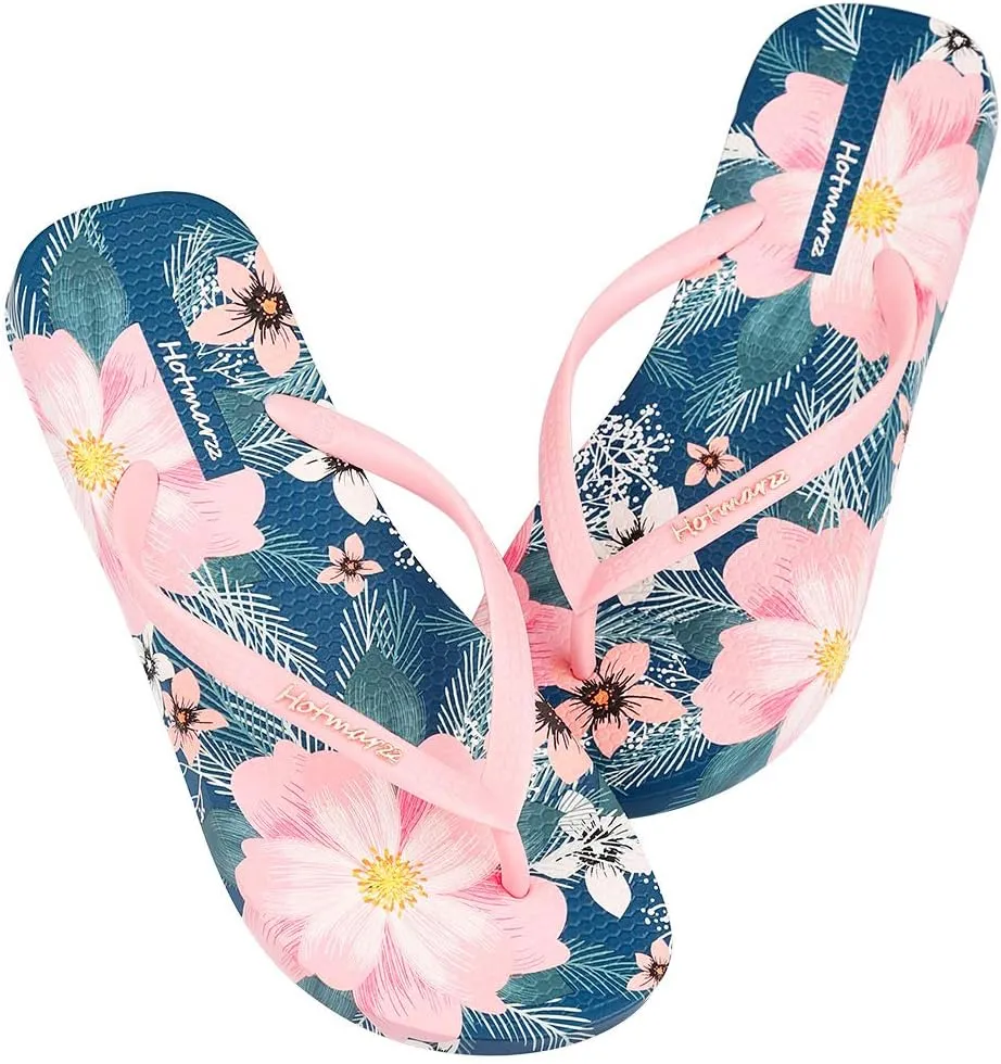 Hotmarzz Women's Flip Flops Bohemia Floral Print Sandals Beach Slippers