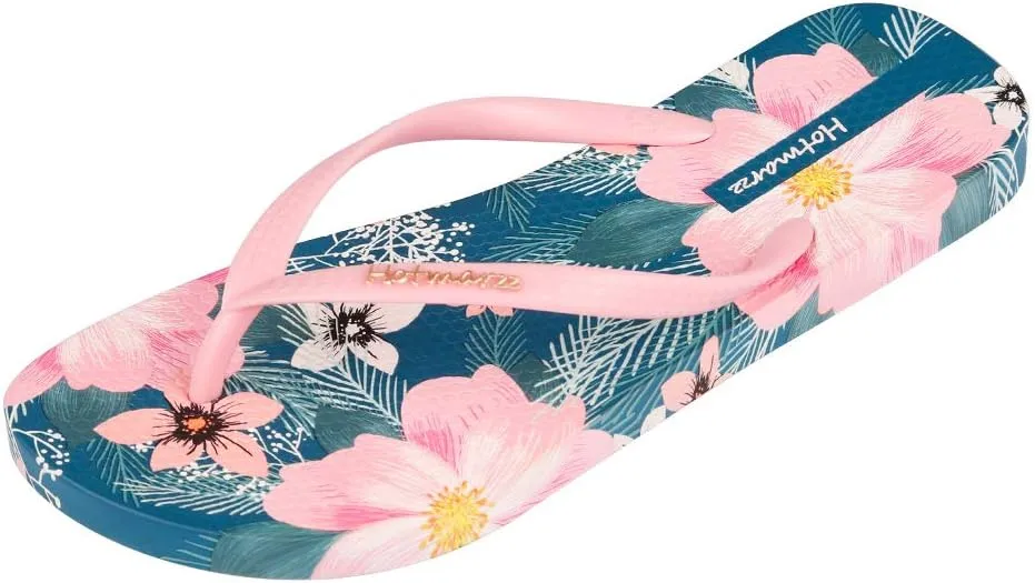 Hotmarzz Women's Flip Flops Bohemia Floral Print Sandals Beach Slippers