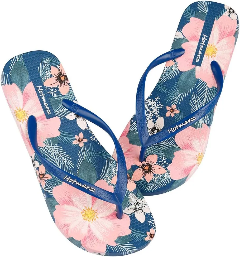 Hotmarzz Women's Flip Flops Bohemia Floral Print Sandals Beach Slippers