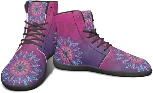Howilath Boho Mandala Print High Top Sneakers Wide Barefoot Shoes Men Casual Minimalist Shoes with Zero Drop Sole