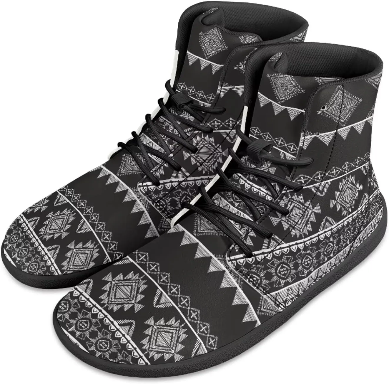 Howilath High Top Sneakers for Men Minimalist Barefoot Shoes Wide Toe Running Shoes with Anti-Skid Sole