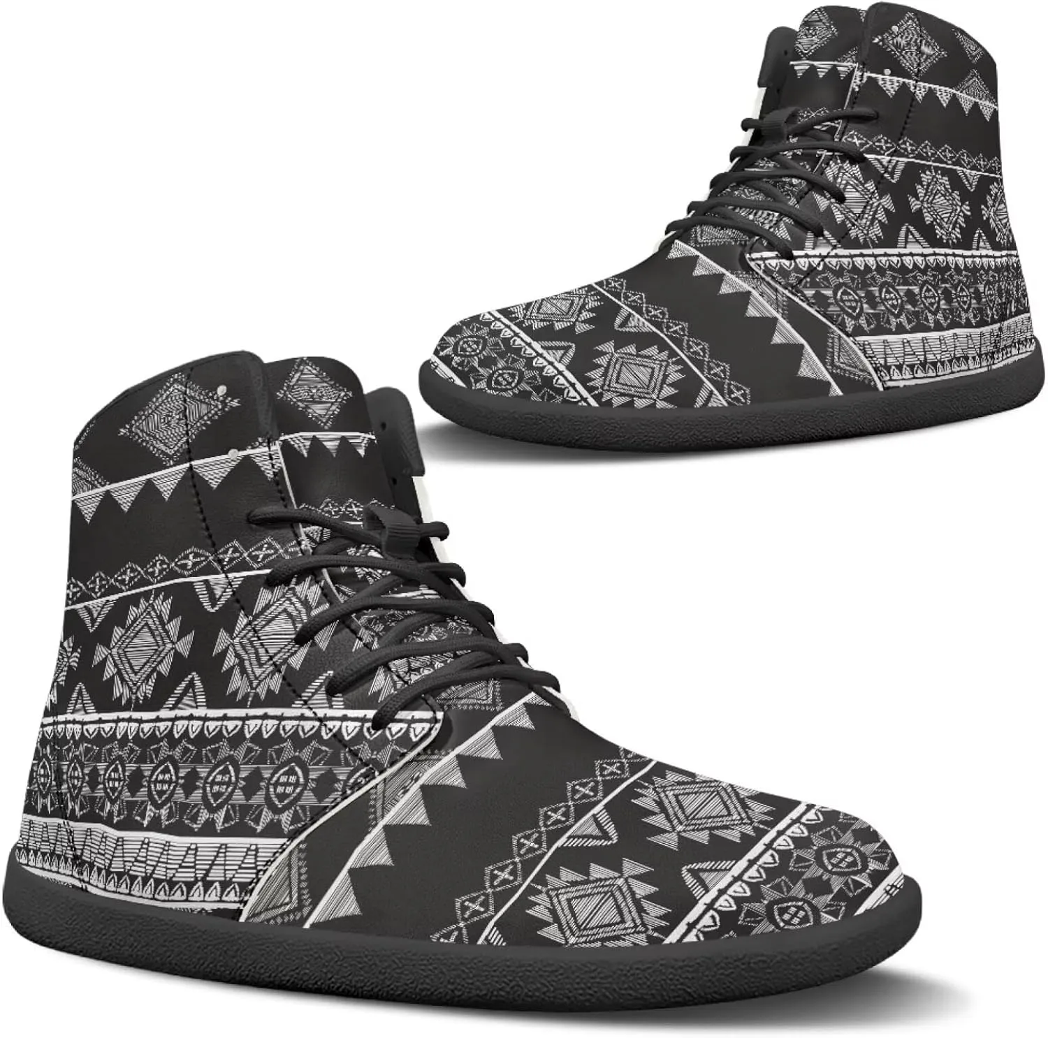 Howilath High Top Sneakers for Men Minimalist Barefoot Shoes Wide Toe Running Shoes with Anti-Skid Sole