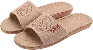 Hwayslon Flax Slippers Unisex Linen Summer Beach Shoes Lightweight Skidproof Indoor Slippers Home Breathable Sandals