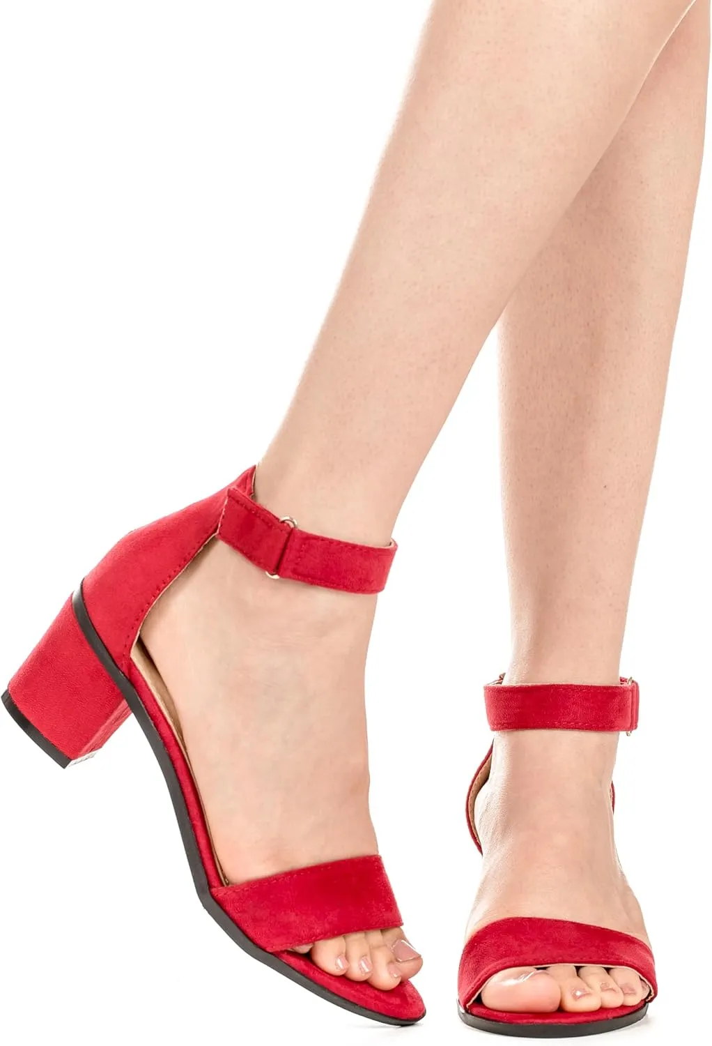 ILLUDE Women's Ankle Strap Kitten Heel Sandal – Comfortable Cute Low Block Heeled Sandals – Sophia