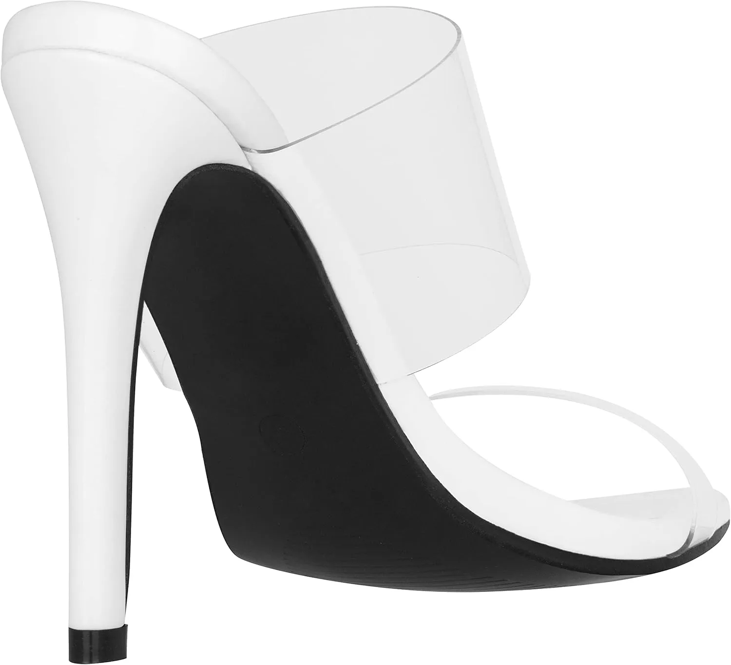 ILLUDE Women’s Clear Pointed Toe Sandals Stiletto Heels Transparent Strap High Heels Slip on Mules