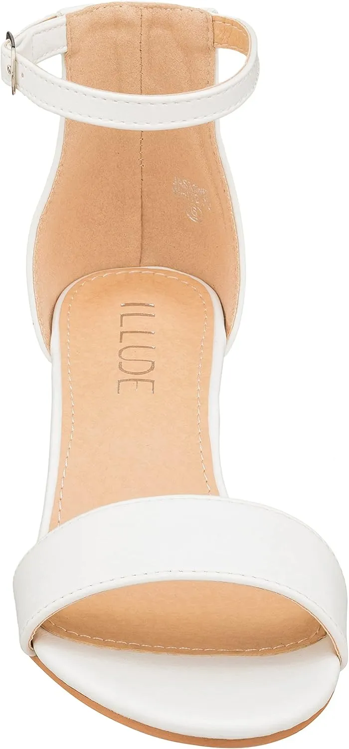 ILLUDE Women’s Fashion Ankle Strap Kitten Heel Sandals - Adorable Cute Low Block Heel – Jasmine