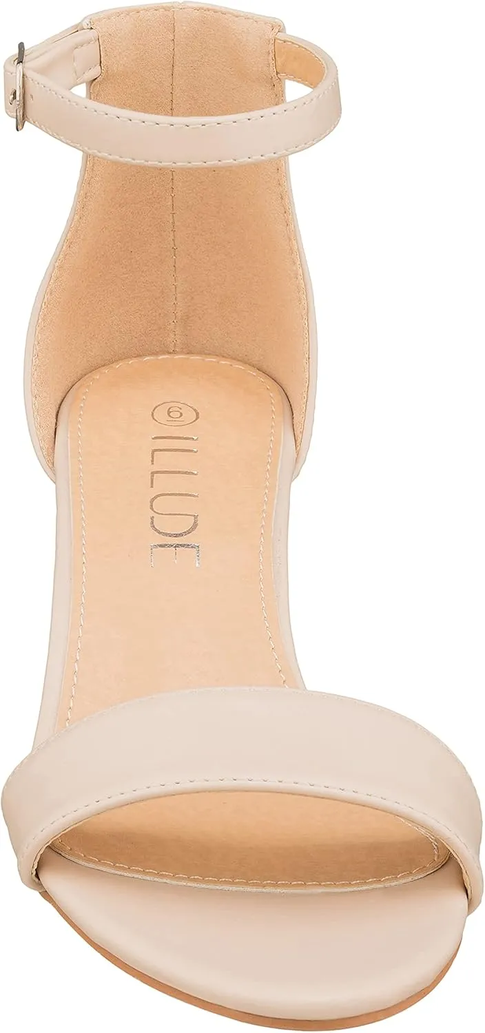 ILLUDE Women’s Fashion Ankle Strap Kitten Heel Sandals - Adorable Cute Low Block Heel – Jasmine