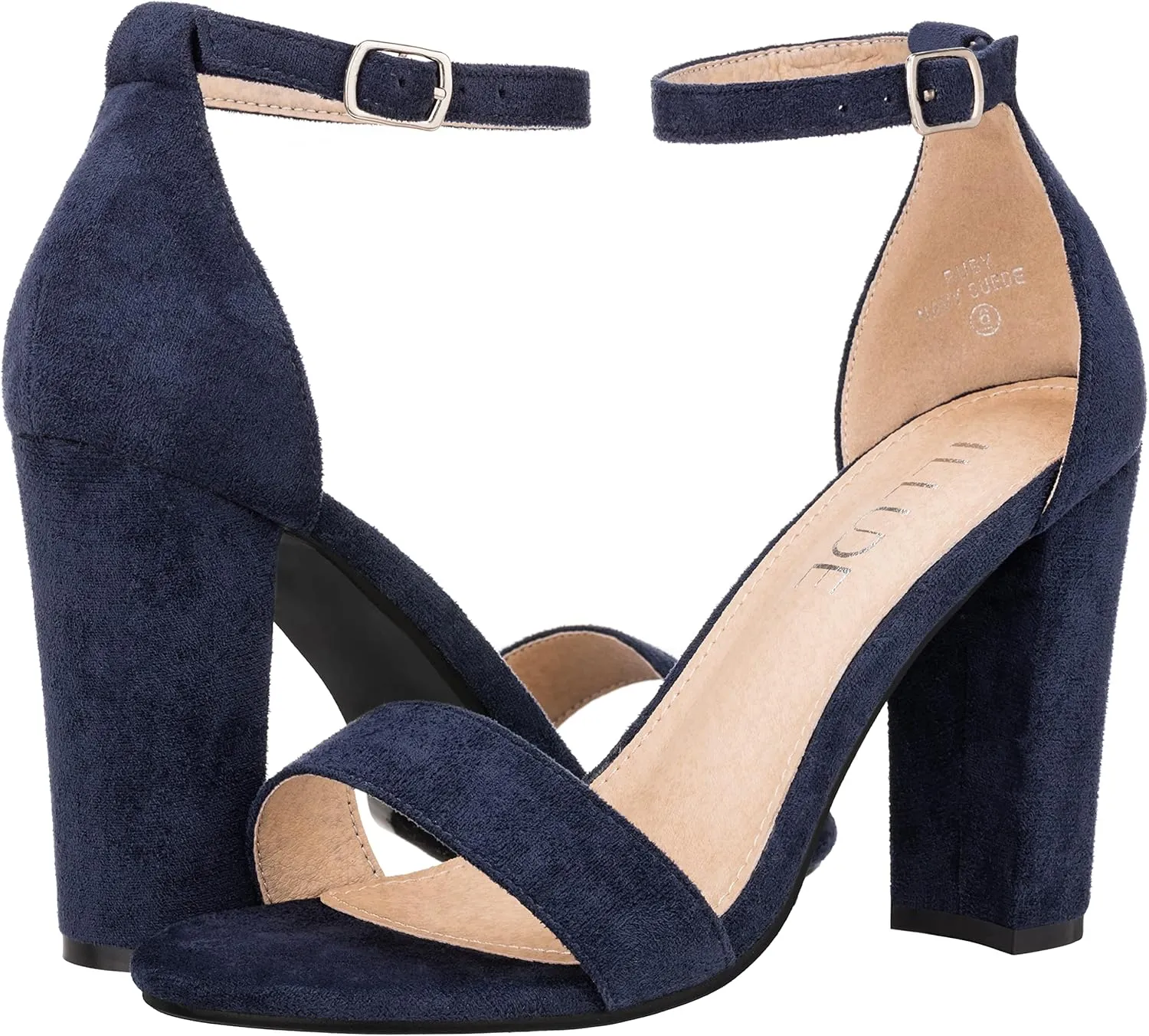 ILLUDE Women’s Open Toe Ankle Strap Chunky Block High Heel - Formal, Wedding, Party Classic Heeled Sandals - Ruby