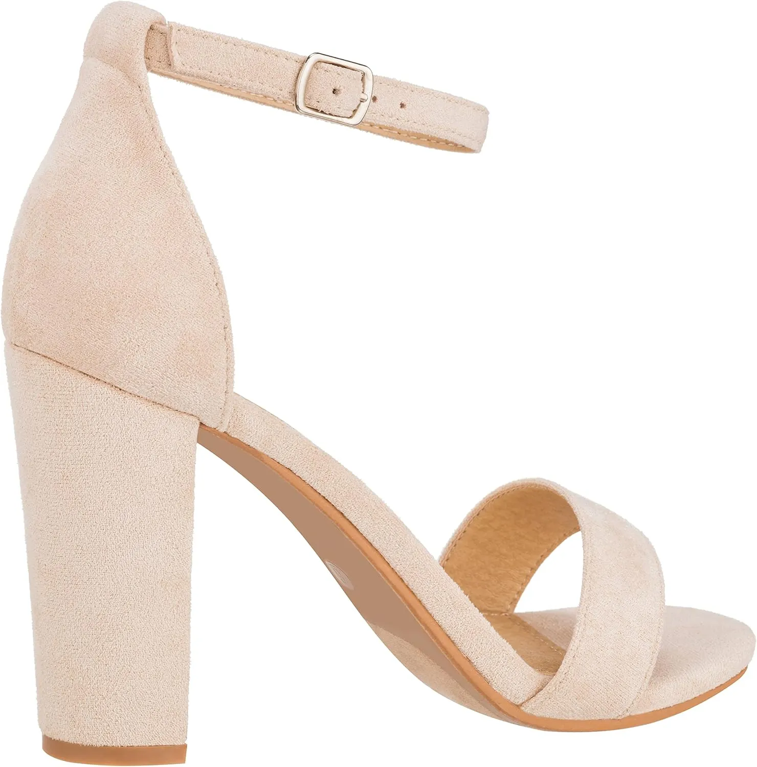 ILLUDE Women’s Open Toe Ankle Strap Chunky Block High Heel - Formal, Wedding, Party Classic Heeled Sandals - Ruby