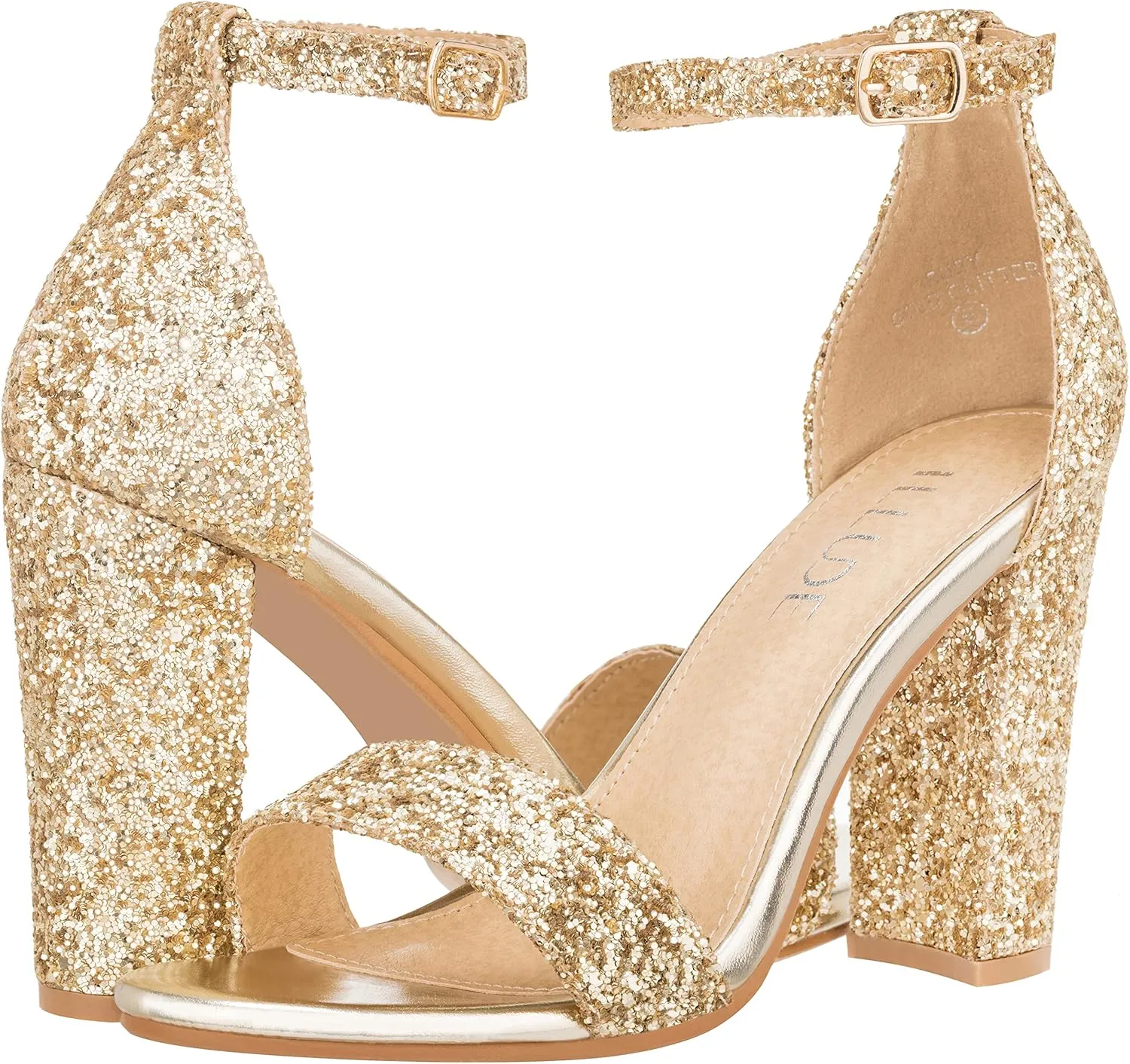 ILLUDE Women’s Open Toe Ankle Strap Chunky Block High Heel - Formal, Wedding, Party Classic Heeled Sandals - Ruby