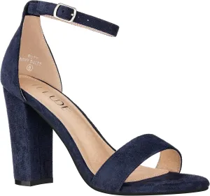 ILLUDE Women’s Open Toe Ankle Strap Chunky Block High Heel - Formal, Wedding, Party Classic Heeled Sandals - Ruby