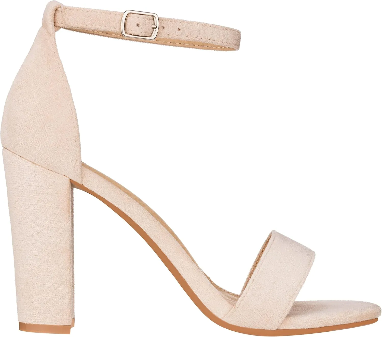 ILLUDE Women’s Open Toe Ankle Strap Chunky Block High Heel - Formal, Wedding, Party Classic Heeled Sandals - Ruby