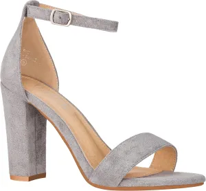 ILLUDE Women’s Open Toe Ankle Strap Chunky Block High Heel - Formal, Wedding, Party Classic Heeled Sandals - Ruby