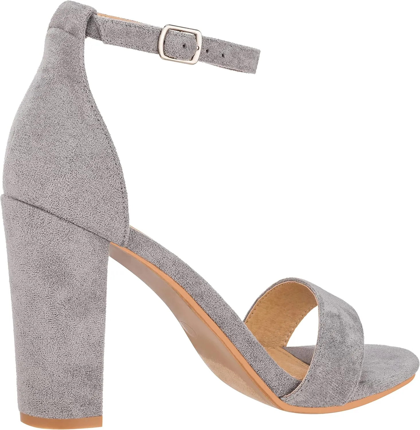 ILLUDE Women’s Open Toe Ankle Strap Chunky Block High Heel - Formal, Wedding, Party Classic Heeled Sandals - Ruby