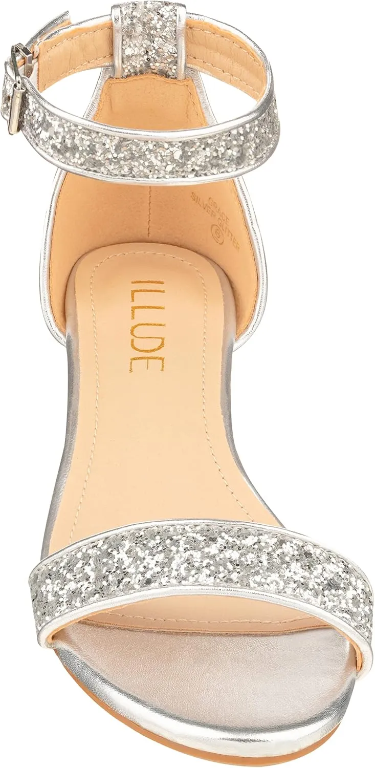ILLUDE Women's Open Toe Ankle Strap Low Wedge Sandal Comfortable Platform Heeled Sandals