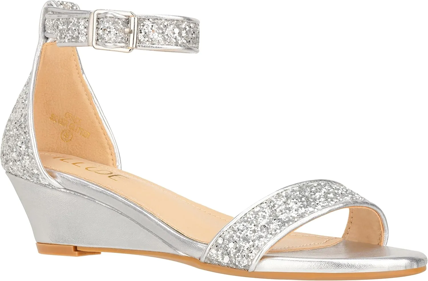 ILLUDE Women's Open Toe Ankle Strap Low Wedge Sandal Comfortable Platform Heeled Sandals