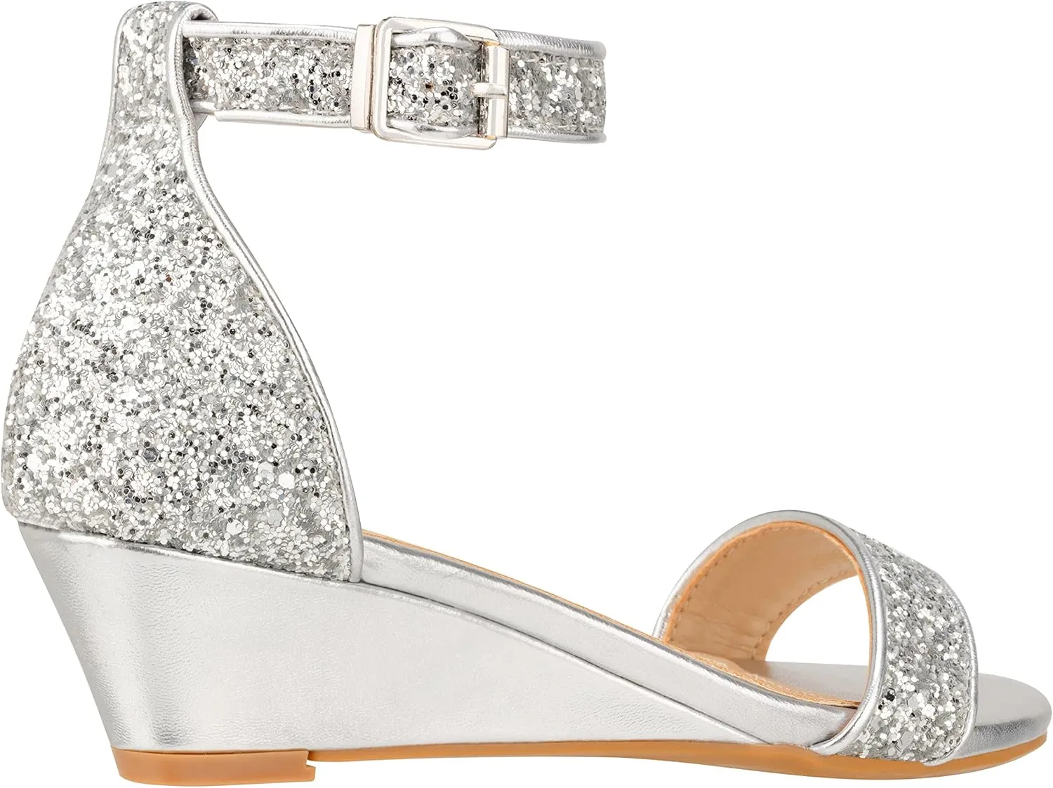 ILLUDE Women's Open Toe Ankle Strap Low Wedge Sandal Comfortable Platform Heeled Sandals