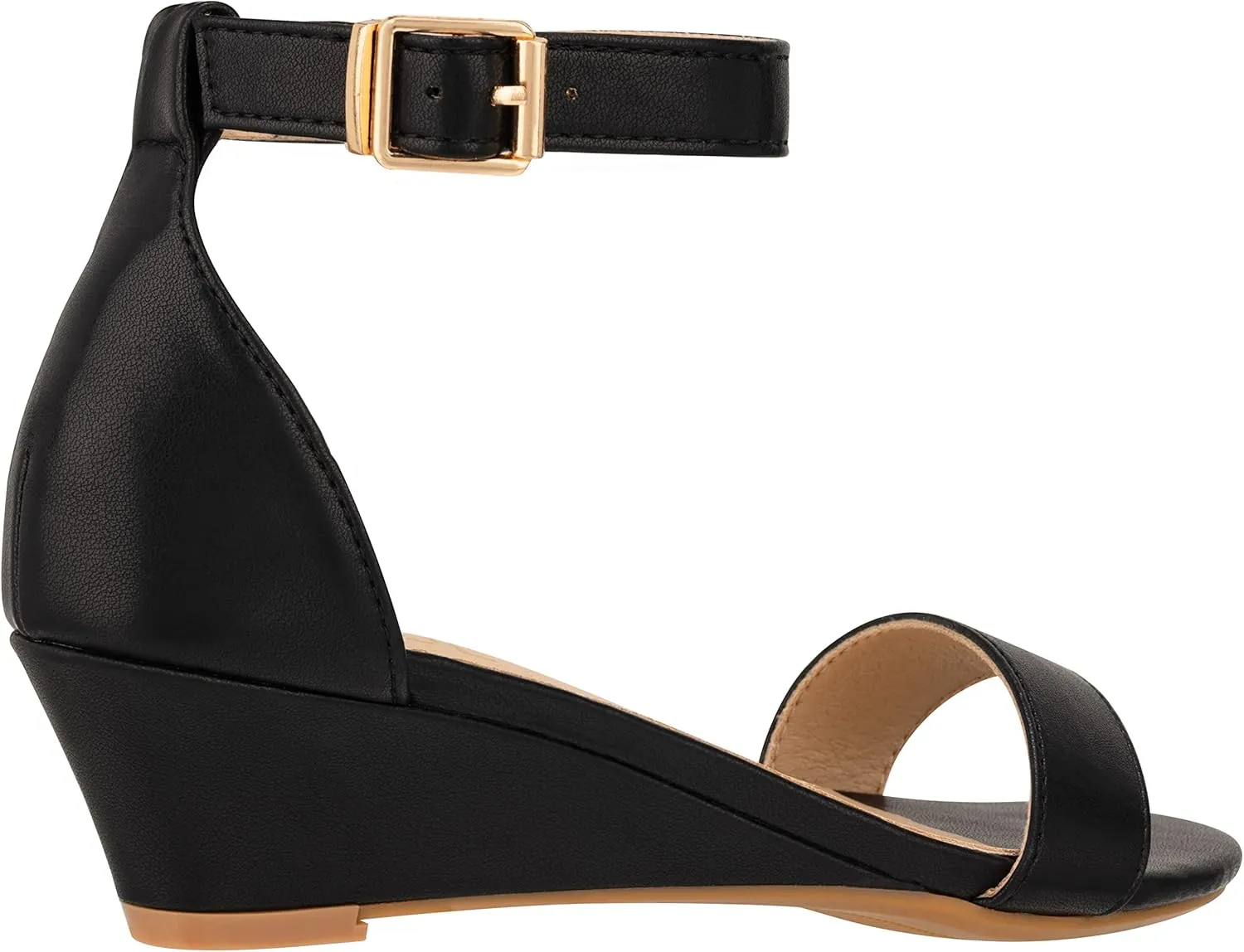 ILLUDE Women's Open Toe Ankle Strap Low Wedge Sandal Comfortable Platform Heeled Sandals