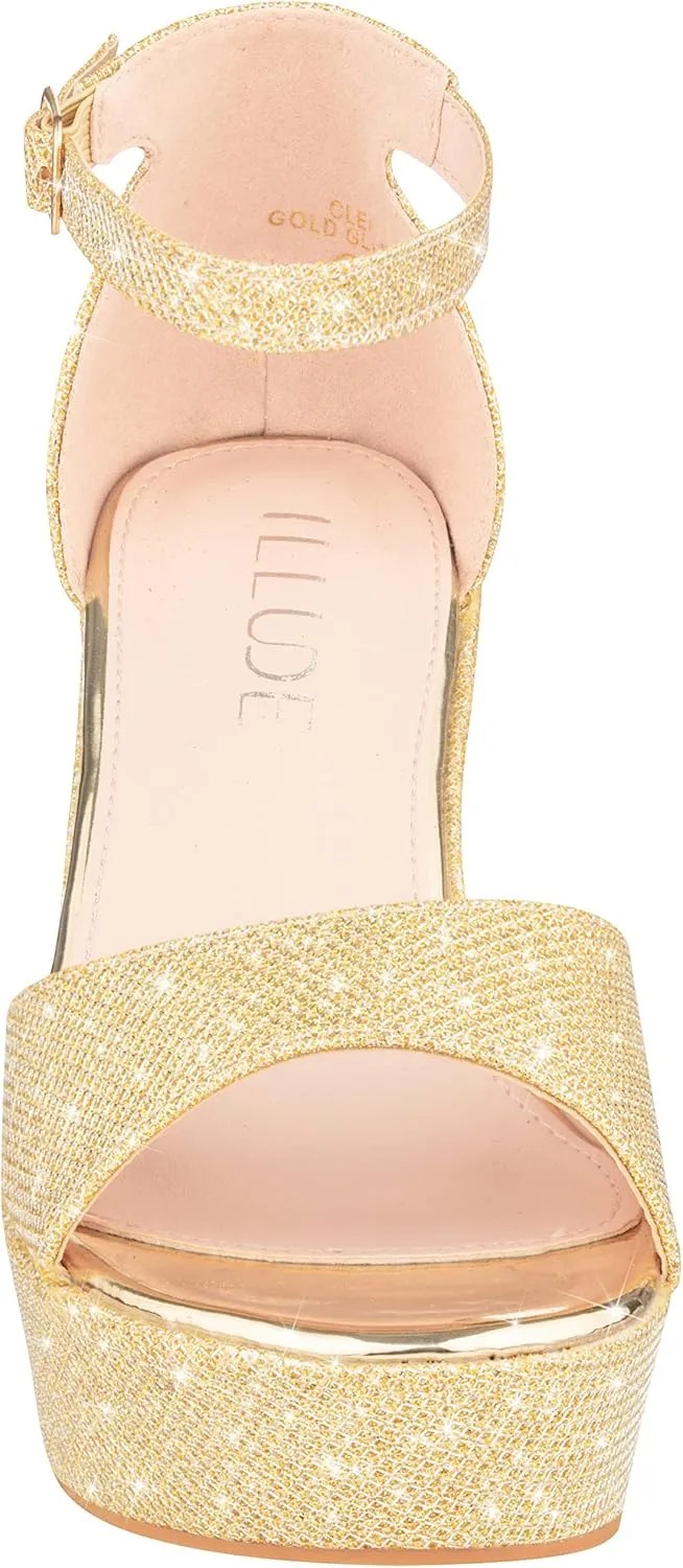 ILLUDE Women's Platform Heels Sandals Ankle Strap Block Chunky Heel Open Toe Platform Wedge Sandals – Cleo