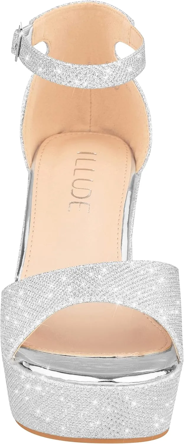 ILLUDE Women's Platform Heels Sandals Ankle Strap Block Chunky Heel Open Toe Platform Wedge Sandals – Cleo