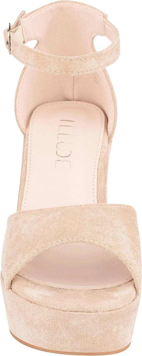 ILLUDE Women's Platform Heels Sandals Ankle Strap Block Chunky Heel Open Toe Platform Wedge Sandals – Cleo