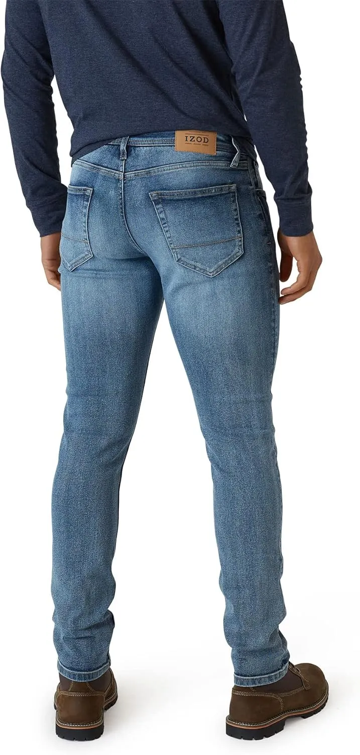 IZOD Men's Slim Fit Jeans - Breathable Cotton Non-Restrictive Comfort Durable Stretch Jeans - Stylish Denim Jeans for Men