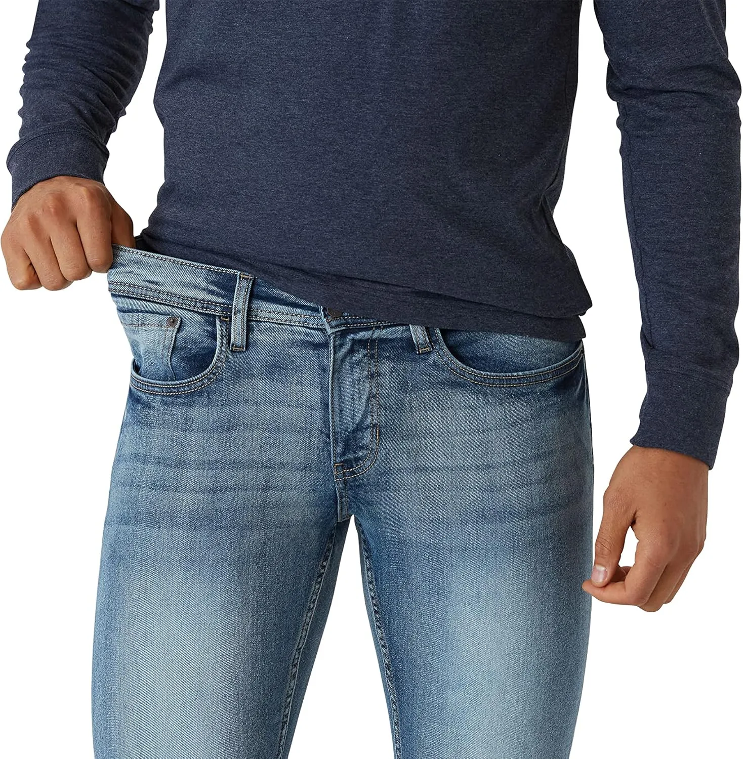 IZOD Men's Slim Fit Jeans - Breathable Cotton Non-Restrictive Comfort Durable Stretch Jeans - Stylish Denim Jeans for Men