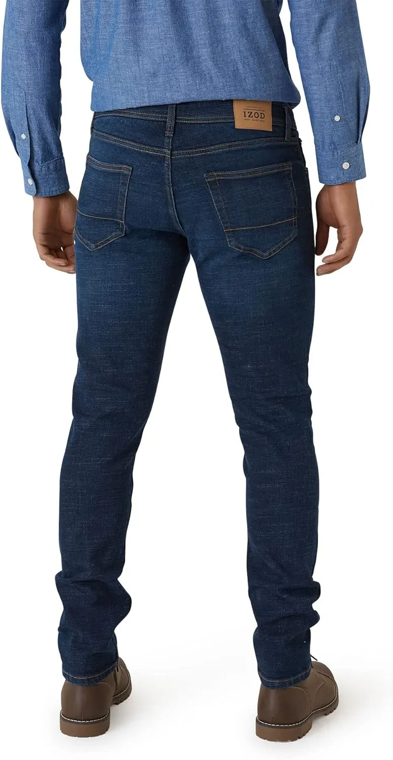 IZOD Men's Slim Fit Jeans - Breathable Cotton Non-Restrictive Comfort Durable Stretch Jeans - Stylish Denim Jeans for Men