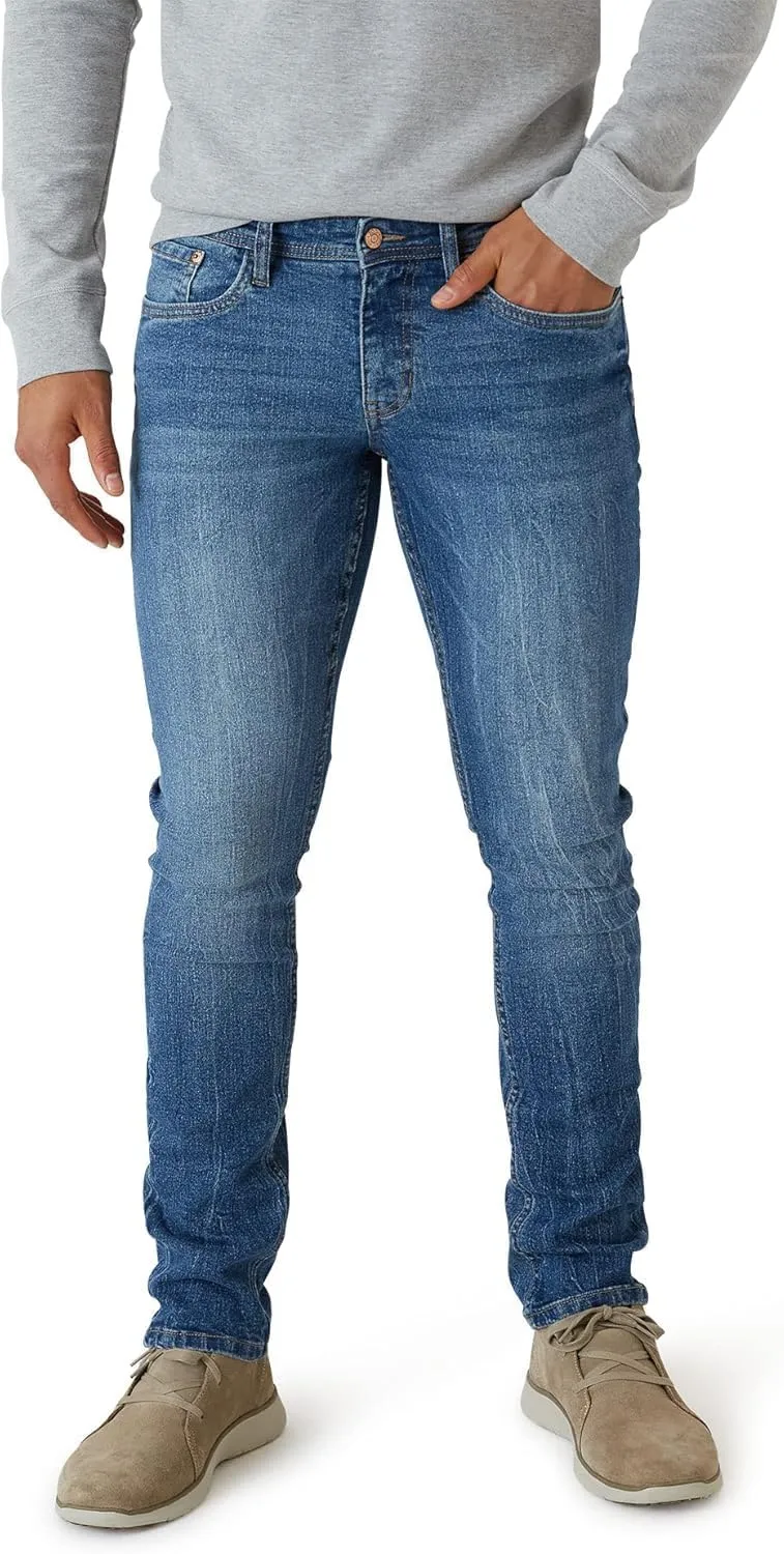 IZOD Men's Slim Fit Jeans - Breathable Cotton Non-Restrictive Comfort Durable Stretch Jeans - Stylish Denim Jeans for Men